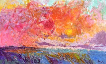 Lebendiger Sonnenuntergang am Meer