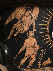 (Detail) einer rotfigurigen Lekythos
