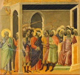 Verspottung Christi (Cristo percosso), Detail, Recto der Maestà