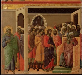 Jesus vor Kaiphas. Maestà-Altarbild