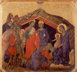 Leben Christi, die Anbetung der Könige. Predella von La Maestà