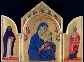 Madonna und Kind mit St. Dominikus und St. Aurea, um 1315