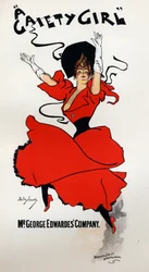 Kunst. Unterhaltung. Ein fröhliches Mädchen, Operette von Owen Halls und Sidney Jones. Plakat von Dudley Hardy, England