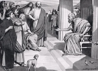 Sokrates spricht zu den Athenern, Illustration aus Hutchinsons Geschichte der Nationen, 1915