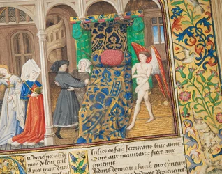 Seite aus "La Belle Dame Sans Merci" von Alain Chartier, Paris, frühes 15. Jahrhundert