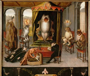 Allegorie zur Hinrichtung von Johan van Oldenbarnevelt, Staatsanwalt, höchster Beamter in der jungen niederländischen Republik