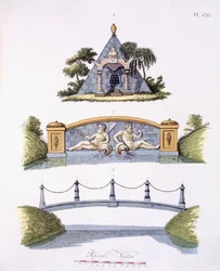 Gartendekorationen, aus Magazine of Garden Gems von G. van Laar, veröffentlicht 1802