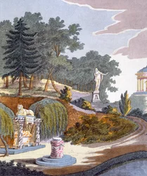 Gartendekorationen, aus Magazin der Gartenschätze von G. van Laar, veröffentlicht 1802