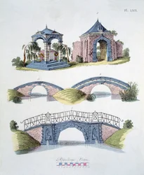 Gartendekorationen, aus Magazin der Gartenschätze von G. van Laar, veröffentlicht 1802