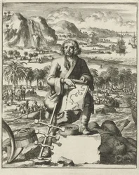 Louis Hennepin landet in Nordamerika, veröffentlicht 1688 (Gravur)
