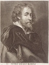 Porträt von Peter Paul Rubens (1577-1640) Tafel 30 aus einer Serie von Künstlerporträts, graviert von Joannes Meyssens (1612-70)