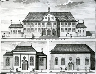 Portugiesische Kirche und Rathaus in Batavia, 19. Jahrhundert