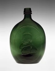 Figurierte Flasche, ca. 1847 (bleifreies Glas)
