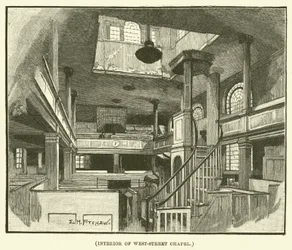 Innenansicht der West-Street-Kapelle (Gravur)