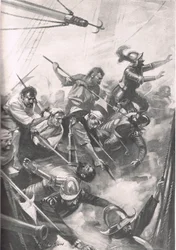 Die Engländer vertreiben die Spanier bei San Juan de Ulua, Illustration aus 