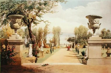 Ansicht in den Gärten, Westfield House, Isle of Wight, aus 