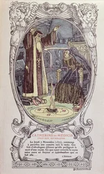 Der Astrologe, Cosimo Ruggieri, sagt den Tod einer Königin für Catherine de Medici im Jahr 1577 voraus, aus einem Almanach