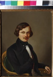 Porträt des Autors Nikolai Gogol (1809-1852) von E. Boltz (aktiv Mitte des 19. Jahrhunderts). Öl auf Leinwand