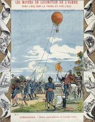 Ballon gebaut vom französischen Ingenieur Jean-Marie-Joseph Coutelle (1748-1835) für die französischen Revolutionsarmeen zur Spionage ihrer Feinde