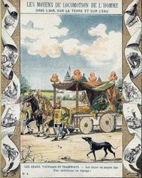 Panzer im Mittelalter - Eine Burgherrin auf Reisen - Illustration von E. Letellier - Schützt historisches Notizbuch, Ende 19. Jahrhundert