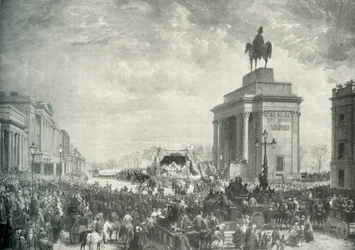 Das Begräbnis des Herzogs von Wellington passiert Apsley House, 18. November 1852