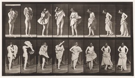 Tafel 425. Toilette, Kleid anziehen und sich umdrehen, 1872-1885