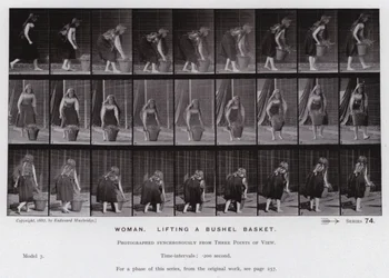 Die menschliche Figur in Bewegung: Frau, die einen Korb hebt