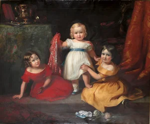 Gruppenporträt von John Scott, später 3. Earl of Eldon, und seinen Schwestern Lady Selina Scott und Lady Gertrude Scott