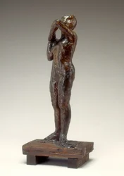 Tänzerin, die den Schulterriemen ihres Mieders anpasst, 1880er-1890er