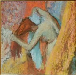 Frau bei der Toilette