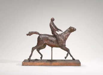 Galoppierendes Pferd, den Kopf nach rechts drehend, die Füße berühren den Boden nicht, Mitte 1870er
