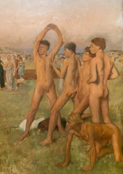 Kleine spartanische Mädchen provozieren Jungen (Detail). Um 1860-1862, vor 1880 wieder aufgenommen