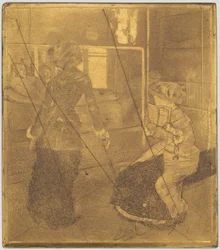 Mary Cassatt im Louvre: Die etruskische Galerie [Kupferplatte], 1879-1880