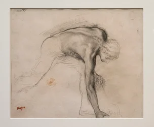 Nackter Mann, der sich bückt, um einen Gegenstand aufzuheben. Um 1859-1861. Graphit auf Velinpapier.
