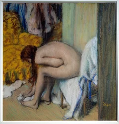 Nackte Frau, die sich die Füße abtrocknet. Eine Frau bei ihrer Toilette. 1879-1893. Maße: 0,45x0,23 m. Paris, Musée d’Orsay
