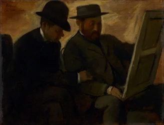 Paul Lafond und Alphonse Cherfils betrachten ein Gemälde, ca. 1878-1880