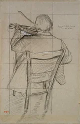 Sitzender Geiger von hinten gesehen, 1875-1876