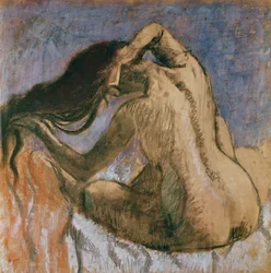 Frau, die sich die Haare kämmt, 1905-10