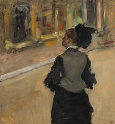 Frau von hinten gesehen (Besuch im Museum)