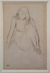 Frau, die am Wasser sitzt. Um 1867-1868. Schwarzer Bleistift auf Velinpapier.