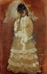 Frau mit Fernglas