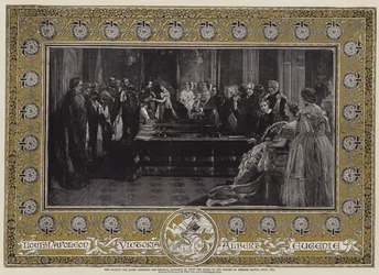 Ihre Majestät die Königin verleiht dem Kaiser Napoleon III. den Hosenbandorden im Windsor Castle, April 1855