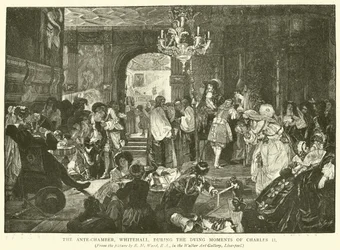 Das Vorzimmer, Whitehall, während der letzten Momente von Karl II.