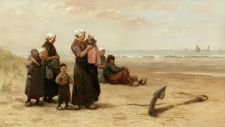 Warten auf die Rückkehr der Schiffe am Strand von Katwijk