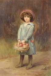 Einer für sich selbst - Junge mit einem Korb voller Äpfel