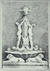 La Fontaine des Graces, graviert von Huquier