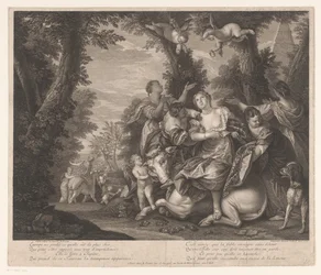 Europa und Jupiter in einer Landschaft mit Bäumen