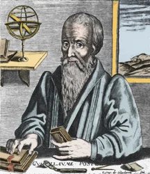Porträt von William Postel (1510-81), Orientalist, Philologe und Theosoph französischer katholischer Konfession. Stich von Edme de Boulonois.
