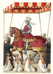 König Ludwig XII. von Frankreich (1462-1515), nach einer Miniatur von Jean Marot (oder Desmarets, ca. 1450-ca. 1526) - Lithographie nach einer Illustration von Edmond Lechevallier-Chevignard (1825-1902), aus 