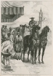 Die Londoner Saison: Auf dem Weg zum Empfang (Gravur)
